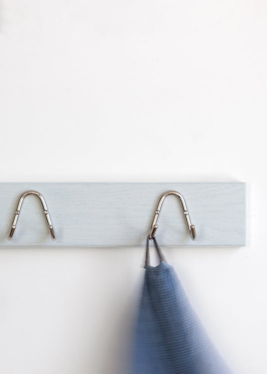 Knagerække med 3 dobbelt knager, gråblå